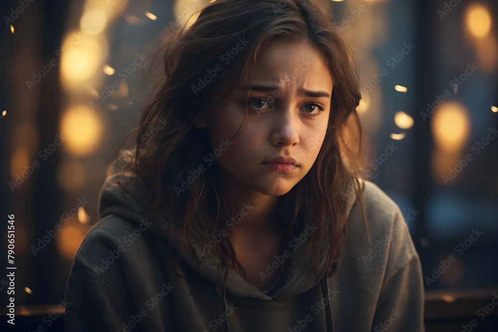 A girl with disappointment and sadness A girl with disappointment and sadness