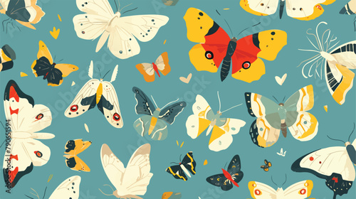 Butterflies seamless pattern repeating print. Sprin