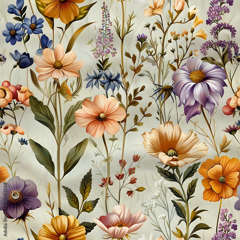 Dreamy Nature-Inspired Seamless Floral Design Dreamy Nature-Inspired Seamless Floral Design