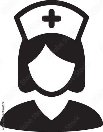 Black and white vector icon of a nurse.