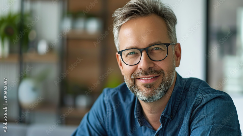 Happy middle aged business man ceo standing in office arms crossed. Smiling mature confident professional executive manager, proud lawyer, businessman leader wearing blue suit Happy middle aged business man ceo standing in office arms crossed. Smiling mature confident professional executive manager, proud lawyer, businessman leader wearing blue suit