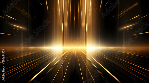 Golden glowing beams of light shine on the ground © Derby