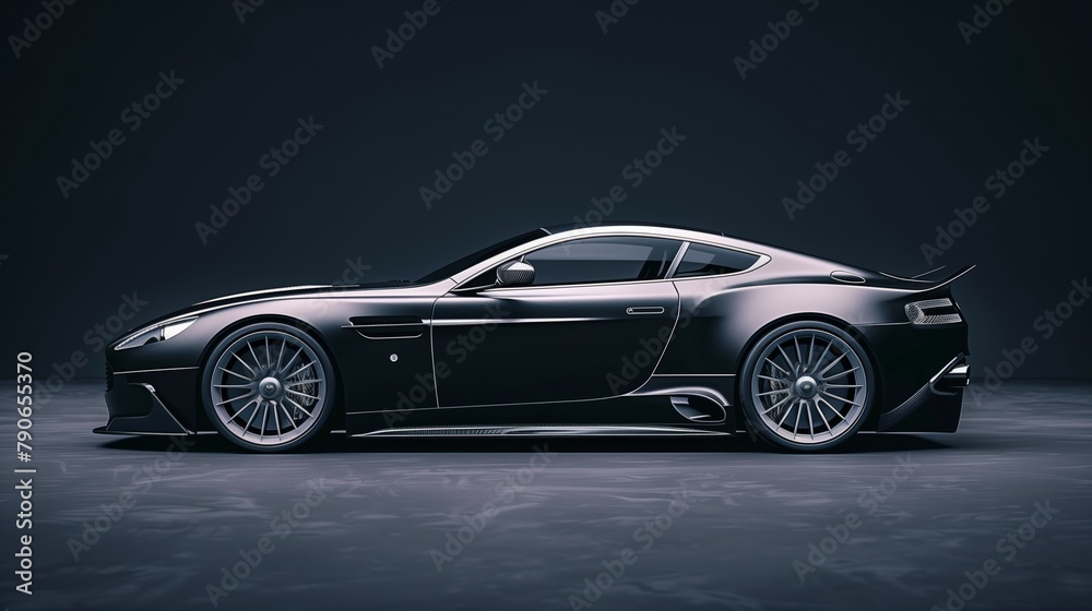Close up view of expensive luxurious black car over a dark background. Futuristic modern concept. Close up view of expensive luxurious black car over a dark background. Futuristic modern concept.
