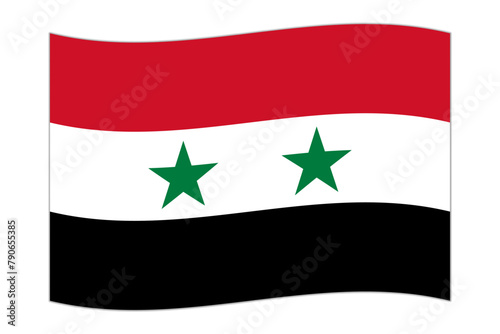 Waving flag of the country Syria. Vector illustration.