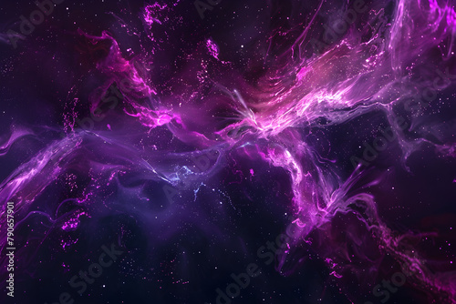 Vivid neon purple and pink abstract cosmic galaxy. Stunning artwork on black background.