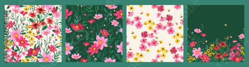 Floral seamless patterns. Vector design for paper, cover, fabric, interior decor and other © Nadia Grapes