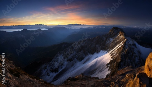 Mountain Majesty Dawn's Kiss on the Rugged Horizon
