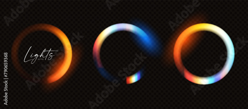 Rainbow circle light effect. Shining banner. Dispersion of beam.