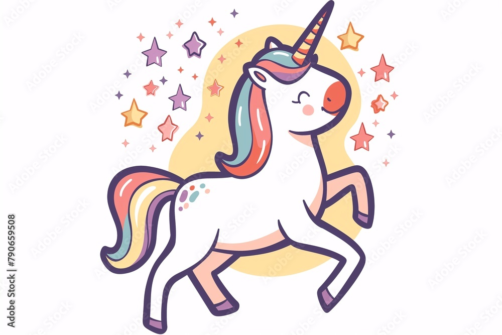 Kid drawing simple unicorn and stars minimal Kid drawing simple unicorn and stars minimal