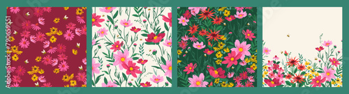 Floral seamless patterns. Vector design for paper, cover, fabric, interior decor and other © Nadia Grapes