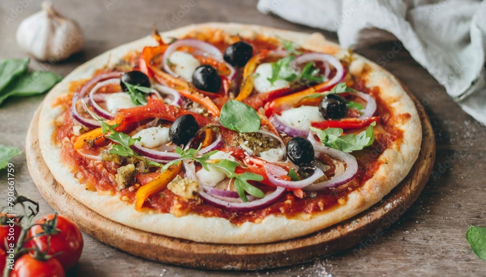 Close-up of Vegan Pizza with thin crust, tomato sauce, and melted vegan mozzarella. Savory, plant-based, and perfect for showcasing delicious, guilt-free pizza options Close-up of Vegan Pizza with thin crust, tomato sauce, and melted vegan mozzarella. Savory, plant-based, and perfect for showcasing delicious, guilt-free pizza options