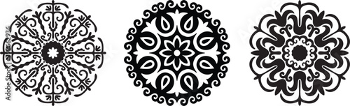 Foto A circular symmetrical ornament in the ethnic style of  Central Asia