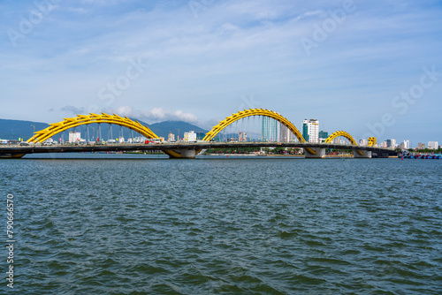 City view of Da Nang with Han River and Dragon bridge