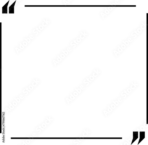 Quote box frame icon set. Quote symbol and mark quote. Quote frames. Comment, text box. Speech bubbles with quotation marks. Blank text message box for quotes. Blog post template. Vector illustration.