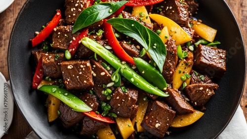 Roast beef in Asian style. photo
