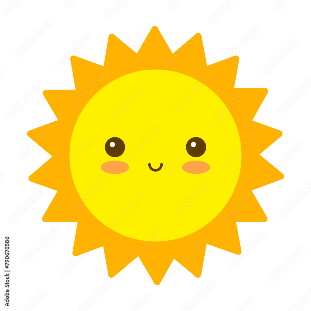 Cartoon cute sun with smiling face svg cut file. Isolated vector illustration.