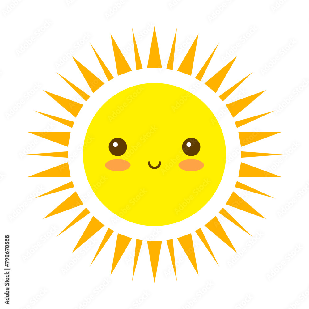 Cartoon cute sun with smiling face svg cut file. Isolated vector illustration.