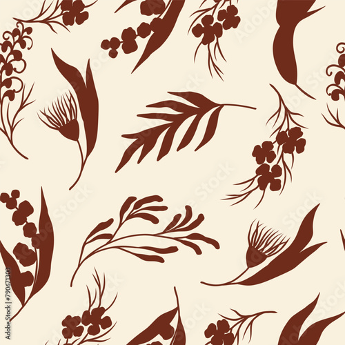 Flat vector Australian native flowers and plants background