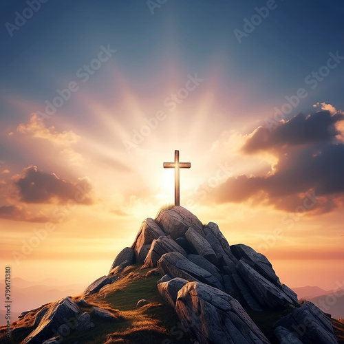 Glorious Ascension of Jesus Christ Rising with Faith to Join Heavenly Realm poster or banner template 