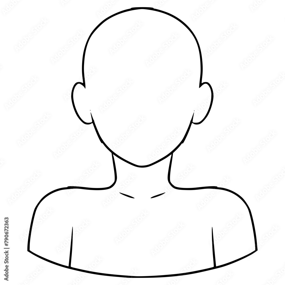 faceless avatar person illustration hand drawn outline vector