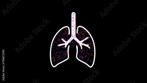 PM 2.5 nano particles entering the respiratory system, air pollution concept, 4k animation