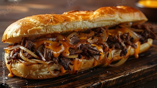 Savory Beef & Cheese Delight: Philly Cheesesteak Spotlight. Concept Food Photography, Cheesesteak Recipe, Savory Comfort Foods, Cheesy Goodness, Meaty Lunch Idea