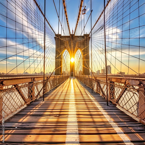 The Sun Setting Over the Brooklyn Bridge