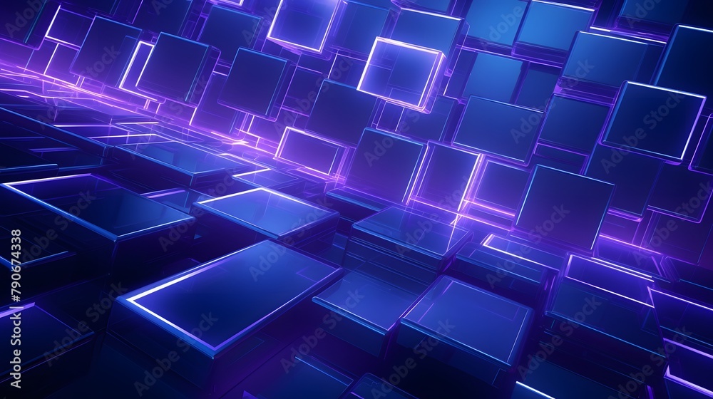 Fototapeta premium 3d rendering of purple and blue abstract geometric background. Scene for advertising, technology, showcase, banner, game, sport, cosmetic, business, metaverse. Sci-Fi Illustration. Product display