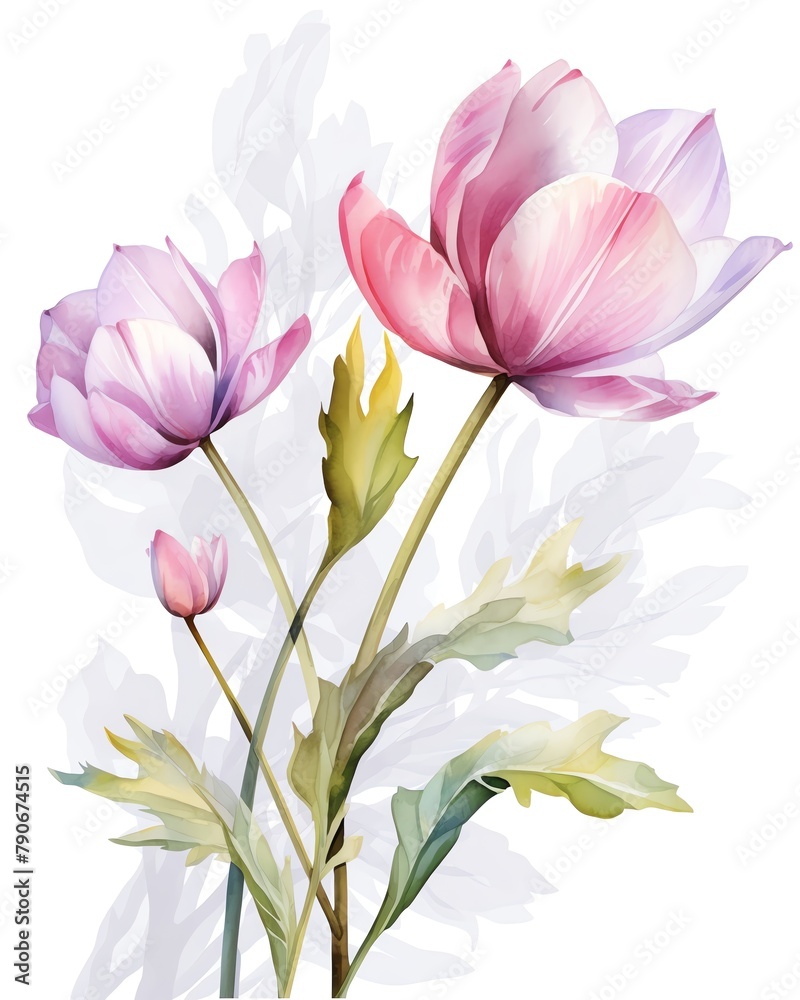 Bud  Fresh flower bud in gentle morning light  watercolor clipart
