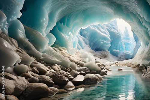 Futuristische Eishöhle blau türkises Eis © Pixelot