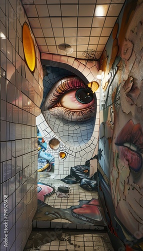 Imagine a whimsical twist on dystopia from a worms-eye view Blend street art creativity with humor while experimenting with innovative lighting methods Let the unconventional perspectives shine throug photo