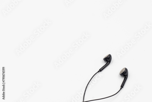 Black headphone isolate on white background.