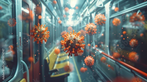 Viral Particles Airborne in Subway Car Visual