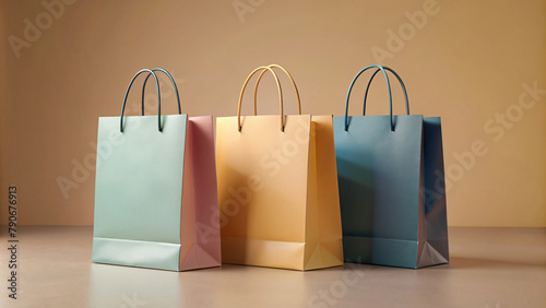 Colorful shopping bags litter the sidewalk