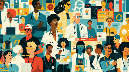 illustration depicting a diverse array of professionals in various career fields, from healthcare to technology. showcasing the abundance of job opportunities available in today's workforce.