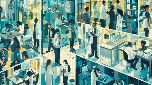 illustration depicting a diverse array of professionals in various career fields, from healthcare to technology. showcasing the abundance of job opportunities available in today's workforce.