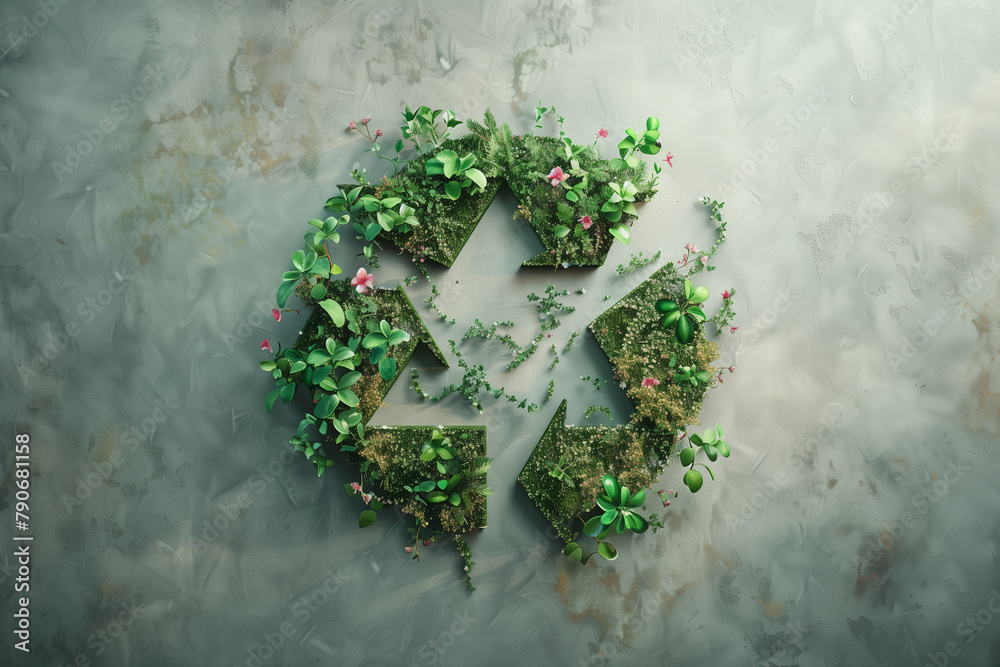 Recycle Concept. A creative depiction of the recycle symbol, lushly ...