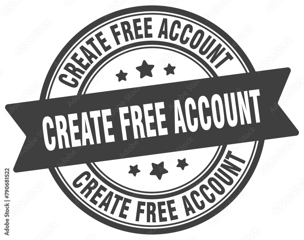 create free account stamp. create free account label on transparent background. round sign