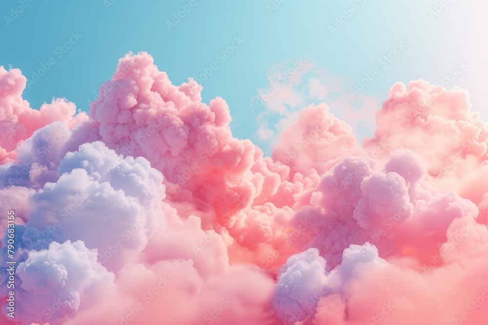 The sky is filled with fluffy colorful clouds The sky is filled with fluffy colorful clouds