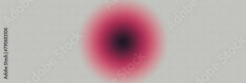Biało - czarny półton, halftone z różowo - czarną, rozmytą kulą. Złudzenie optyczne. Bezszwowe tło, Baner, miejsce na tekst. © YOUR SHOT