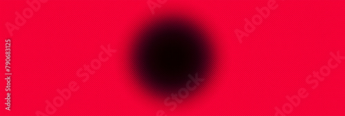 Czerwono - czarny półton, halftone z czarną, rozmytą kulą. Złudzenie optyczne. Bezszwowe tło, Baner, miejsce na tekst. © YOUR SHOT