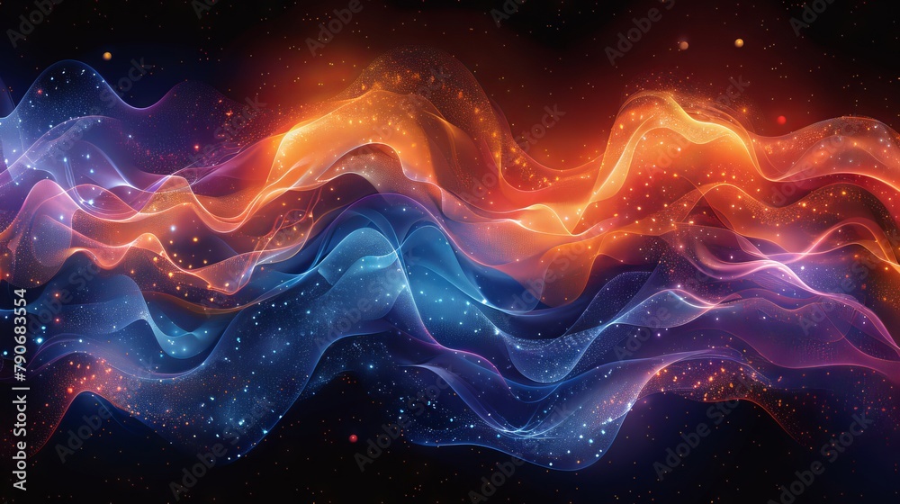 The abstract gradient liquid cover template is designed for brochures, flyers, wallpapers, and banners. It includes hologram, circle bubbles, and star elements.