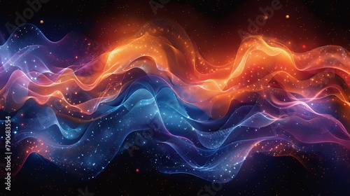 The abstract gradient liquid cover template is designed for brochures, flyers, wallpapers, and banners. It includes hologram, circle bubbles, and star elements.
