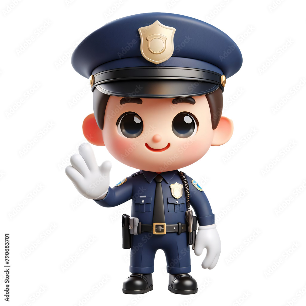 friendly police officer on transparent background