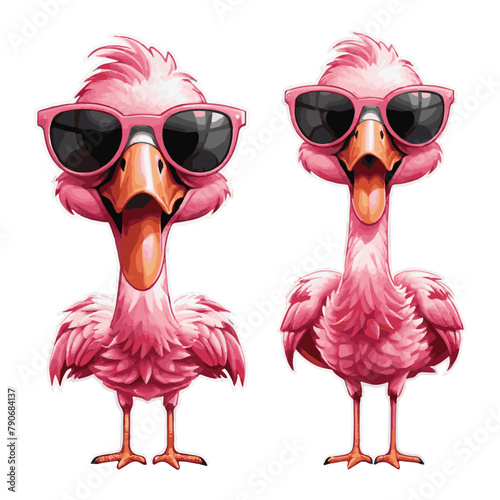 clipart vector ioslation, cute flamingo with sunglasses