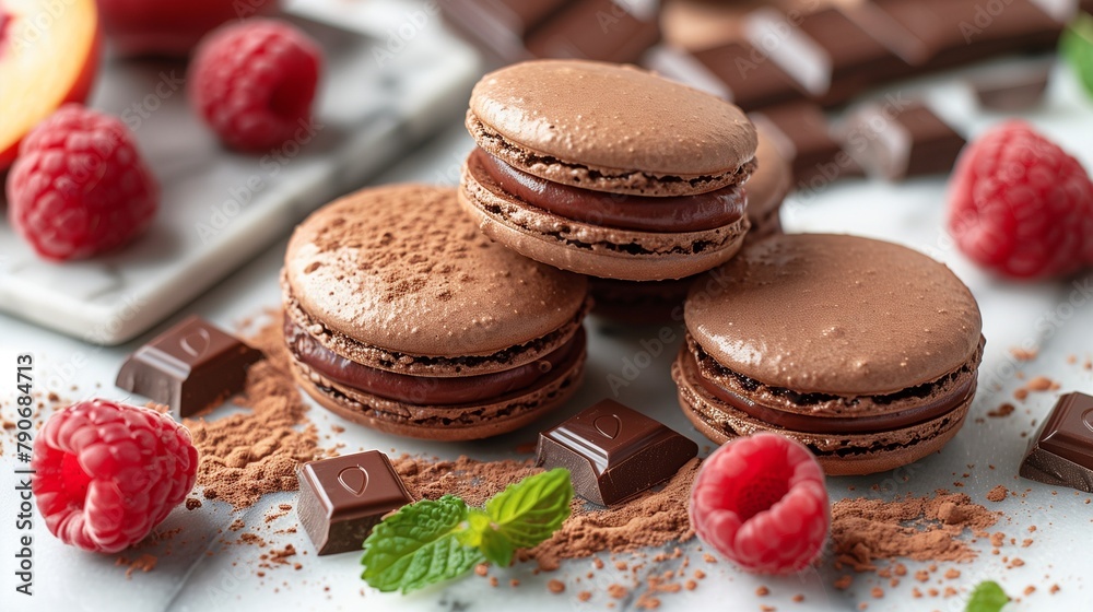 Against a backdrop of timeless elegance, a collection of macarons tantalizes the palate: set on a luxurious marble surface-2 Against a backdrop of timeless elegance, a collection of macarons tantalizes the palate: set on a luxurious marble surface-2