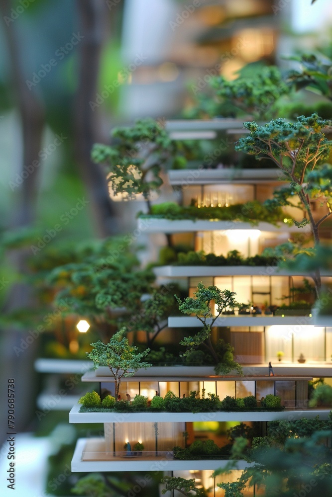 Eco-friendly architecture model miniature green buildings