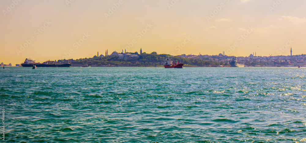 Sunset over the sea, historical peninsula of istanbul