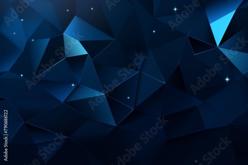 Black dark navy blue silver abstract pattern background. Geometric shape. Line triangle angle fold polygon diamond 3D. Color gradient ombre. Rough grain noise. Light shadow. Matte shimmer. Minimum