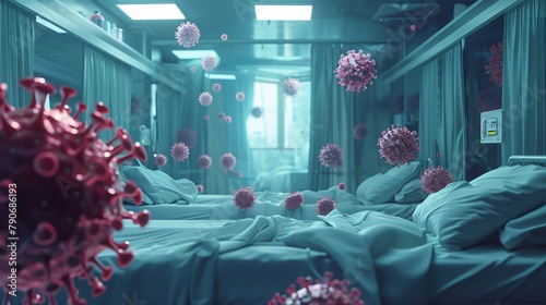Airborne Pathogen Threat in Hospital Ward Visualization photo